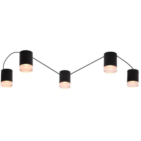 Plafonnier LOOPLAB G9 5x MAX 28W métal noir, acrylique transparent L: 230cm H: 13cm Ø9cm dimmable