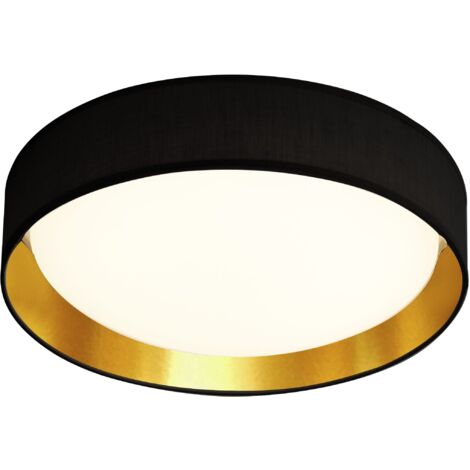 Plafonnier luminaire abat-jour doré noir bureau chambre salon éclairage