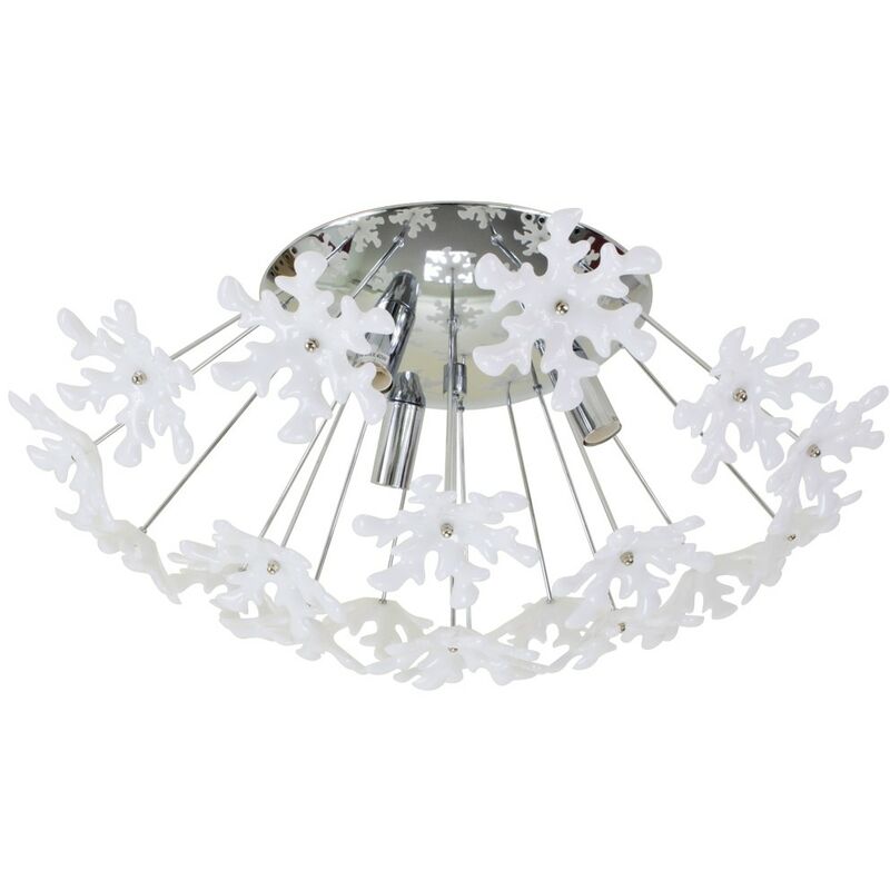 Plafonnier luminaire blanc 3 lumières Applique plafond flocons de neige