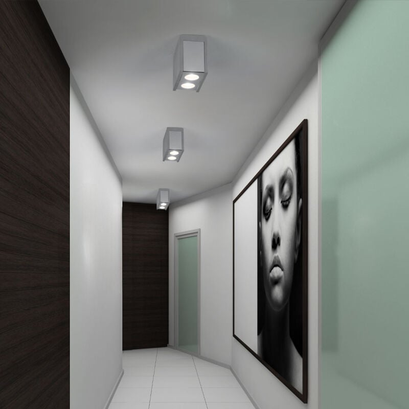 Globo Lighting - Plafonnier, luminaire de couloir, plafonnier, lampe de chambre, luminaire de salon, lampe de cuisine, métal gris béton, GU10 2