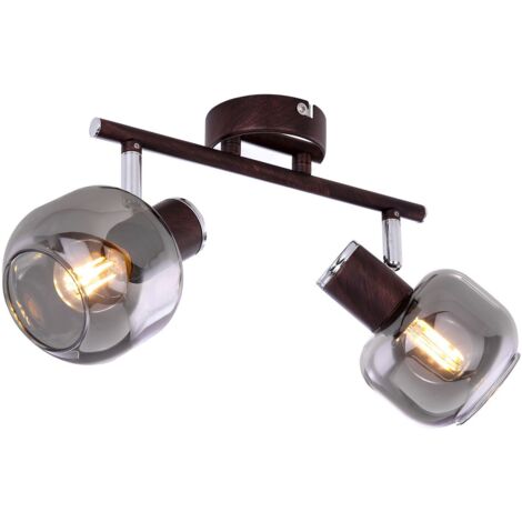 Plafonnier Luminaire Métal Bronze Chrome Verre Spots Salon Mobile Chambre