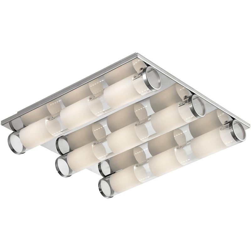 Plafonnier LED 27 watts éclairage chrome verre aluminium salle à manger Esto Tube 740042-9