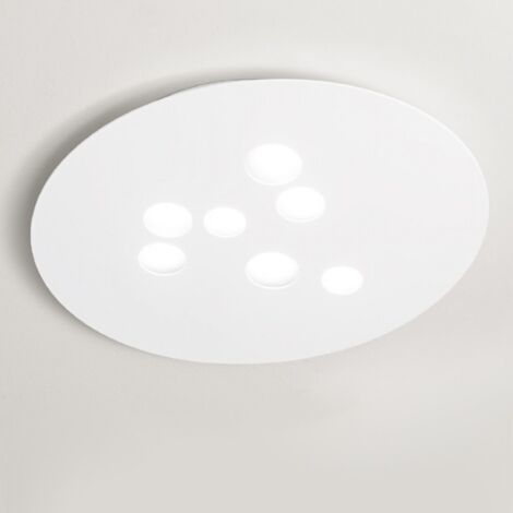 Plafonnier Luna en métal blanc 72,5x60cm, 7 lumières GX53 max 7x8W, design rond moderne, ampoules non incluses