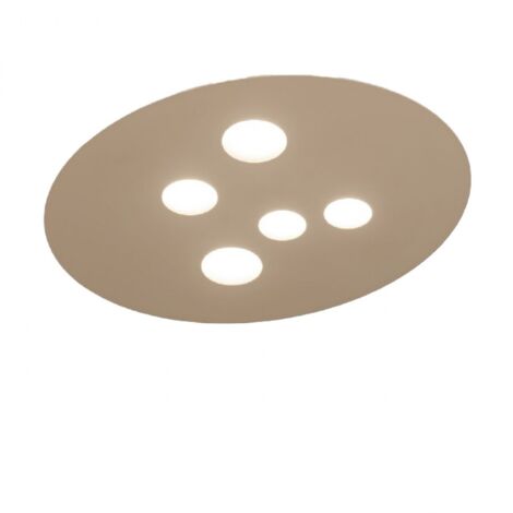 Plafonnier Luna en métal gris tourterelle 60x50cm, 5 lumières GX53 max 5x8W, design rond moderne, ampoules non fournies