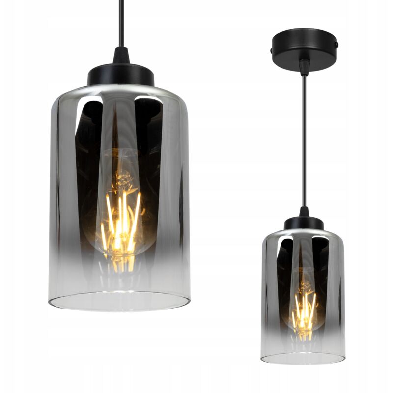 Plafonnier Lustre Suspendu Loft Élégant Lampe En Verre Graphite