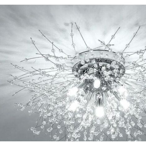 Plafonnier Lustres en Cristal, 6 Lumières G9 Luminaire Plafonnier en Cristal, Lustre Feu D'artifice K9 Cristaux, Chambre (Ampoule non incluse)
