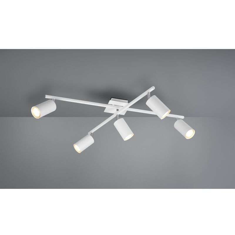 Plafonnier 5 Spots Cylindriques Marley Spot Ajustable Blanc Trio Lighting