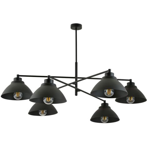 Plafonnier Maverick 6L noir métal 100 cm E27 Emibig