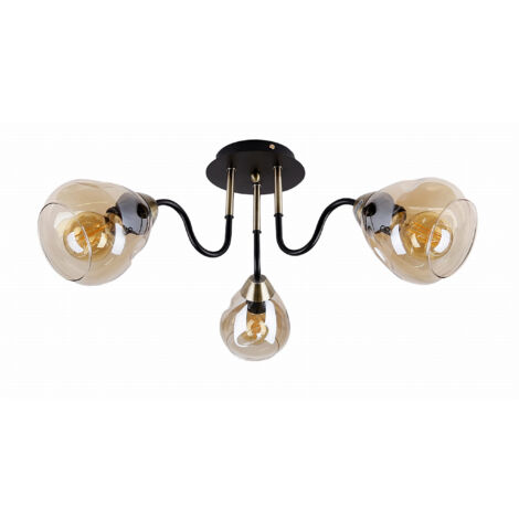 Plafonnier métal Candellux Unica noir/or 3xE27 Ø64cm