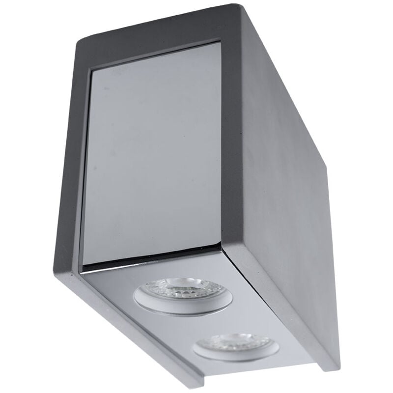 Plafonnier, luminaire de couloir, plafonnier, lampe de chambre, luminaire de salon, lampe de cuisine, métal gris béton, GU10 2 ampoules, l 18 cm