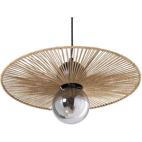 Plafonnier Métal/Corde/Verre, 1Xg9-5Wat (Led) Non Inclus 45X45X20 Cm