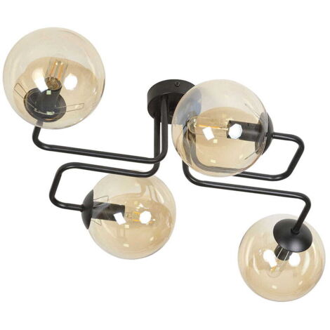 Plafonnier métal Emibig Brendi noir/miel 4xE14 55cm