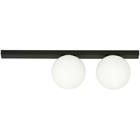 Plafonnier métal Emibig FIT 2 noir/opal 2xE14 60cm 17cm