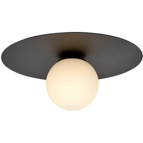 Plafonnier métal Emibig Solar noir/opale 1xE14 dimmable Ø43
