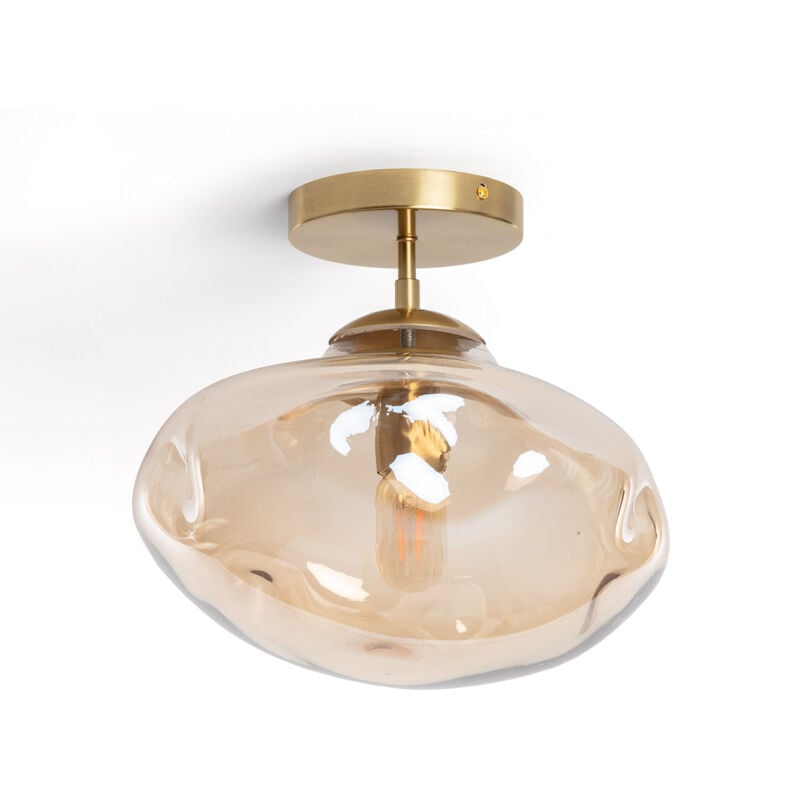 Plafonnier Métal et Verre Halych Ambre
