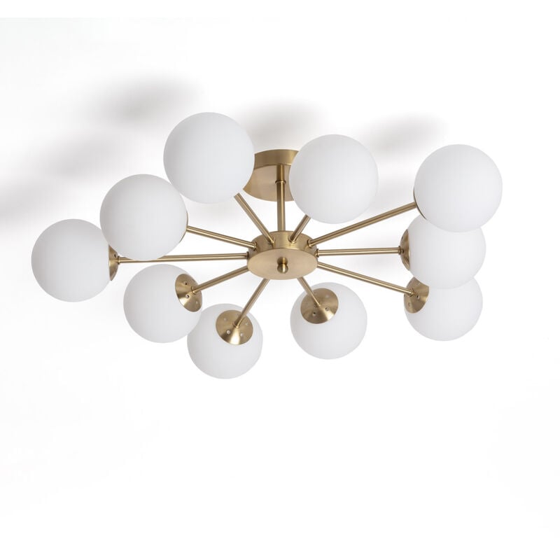 Ledkia - Plafonnier Métal et Verre Moonlight Brass 10 Spots Doré