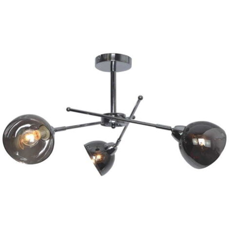 Plafonnier métal Kaja Hornet 3xE14 chrome graphite 60cm