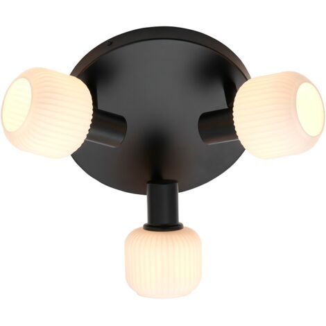 Plafonnier MILFORD Mini 3-Rondel Verrerie Noir, H.19 - IP20 - E14 /Nordlux Intérieur