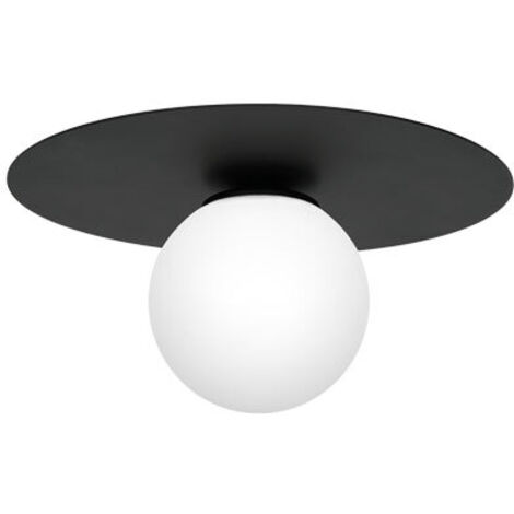 Plafonnier mini noir 35cm globe en verre E14 Luminex