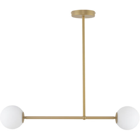 Plafonnier minimaliste doré, 2 globes, G9 Sigma Lighting