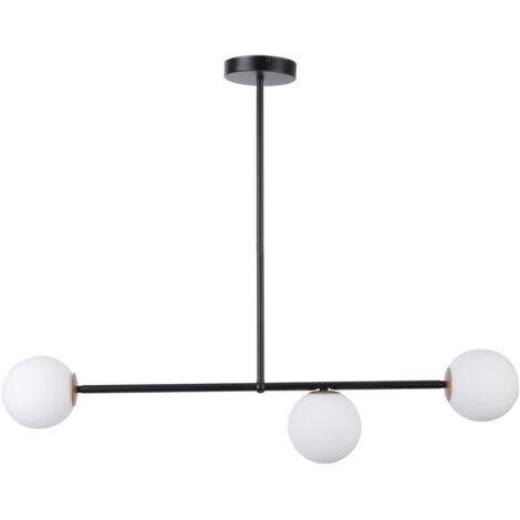 Plafonnier minimaliste noir 3 globes verre Gama G9