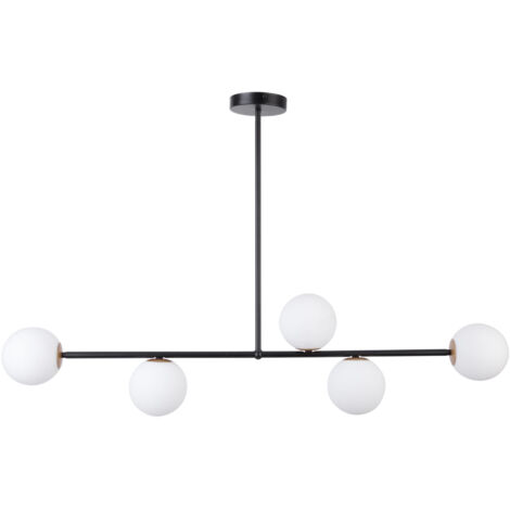 Plafonnier minimaliste noir 5 globes verre Gama Sigma