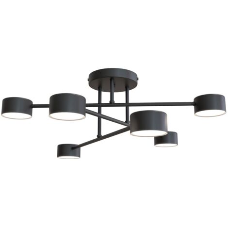 Plafonnier minimaliste noir 60 cm Halo 6xGX53 8W Emibig