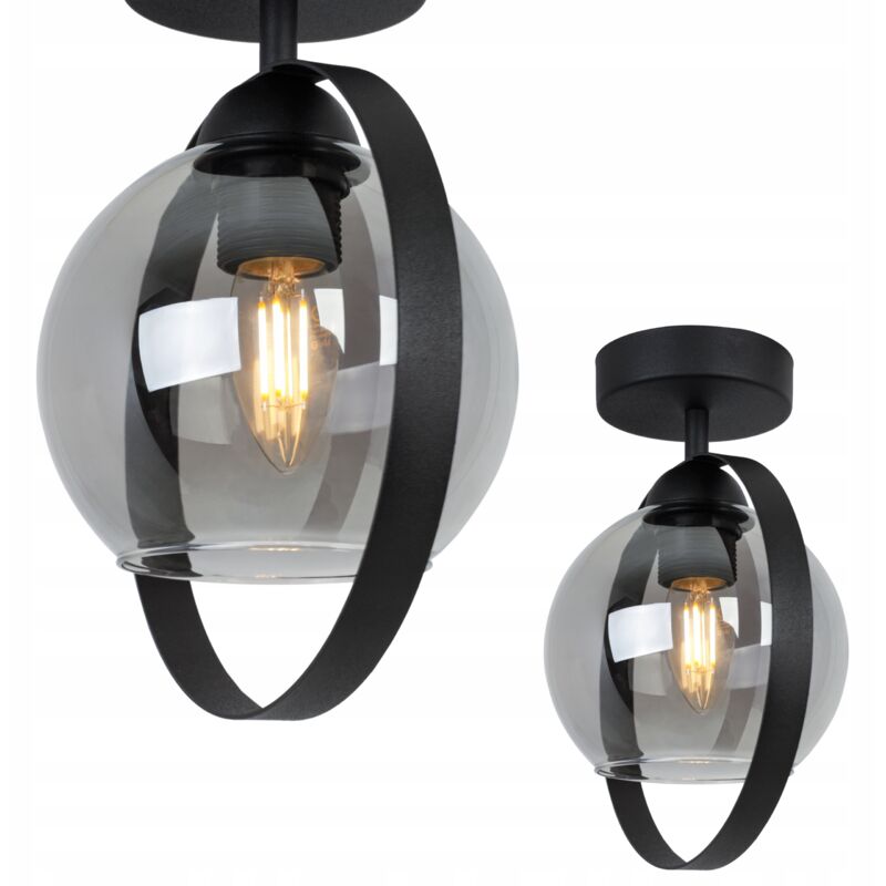 Plafonnier Moderne Anneau De Verre Graphite