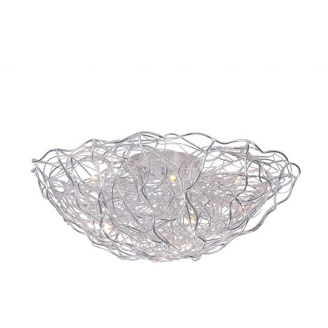 Plafonnier moderne argent SAREA 10xG9 Paul Neuhaus