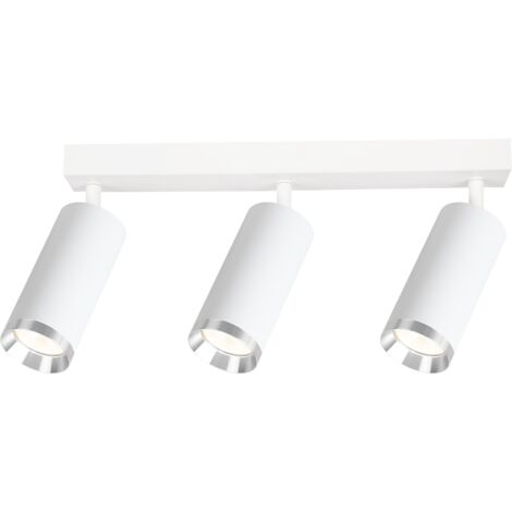 Plafonnier moderne blanc chrome 3 spots GU10 Mica