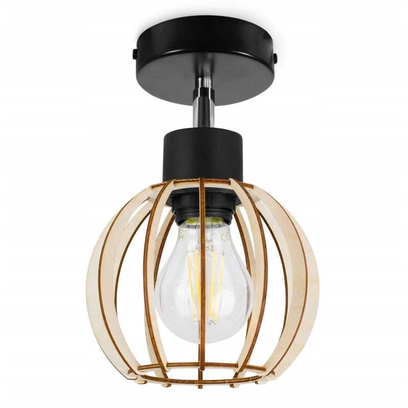 Plafonnier Moderne Boule En Bois Led