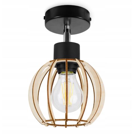 PLAFONNIER MODERNE BOULE EN BOIS LED