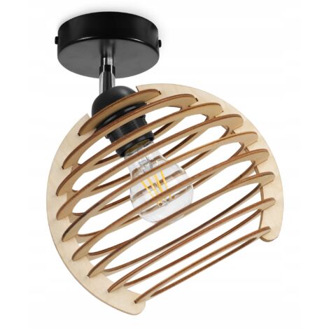 PLAFONNIER MODERNE BOULE EN BOIS LED
