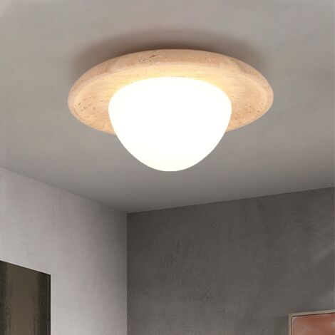 Plafonnier Moderne D25H10, Lampe de Plafond en Pierre Jaune, Luminaire pour Salon Couloir Entrée Escalier (Ampoule Incluse) Lumière Neutre