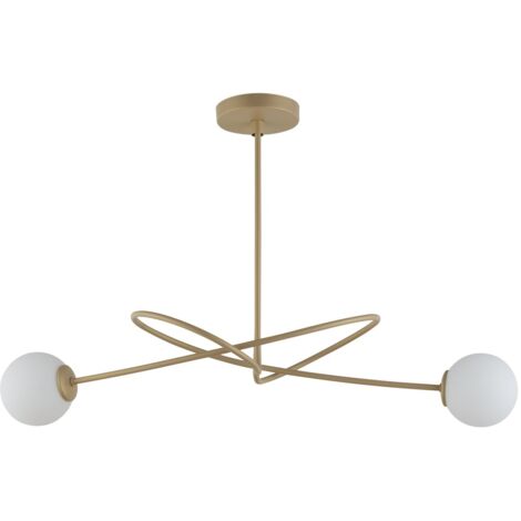 Plafonnier moderne doré verre blanc Velvet 2xG9 Sigma