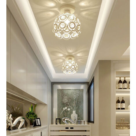 Plafonnier Moderne E27 Luminaire Suspension Abat-Jour en Cristal Lampe de Plafond Intérieur Blanc Ø26CM - 2Pcs