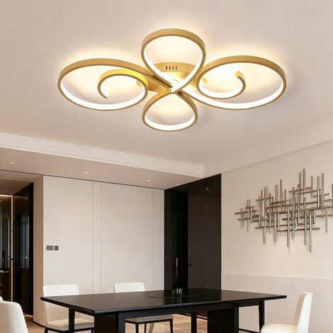 Plafonnier moderne en acrylique et métal, luminaire de chambre à coucher LED à montage encastré doré pour chambre à coucher, blanc chaud