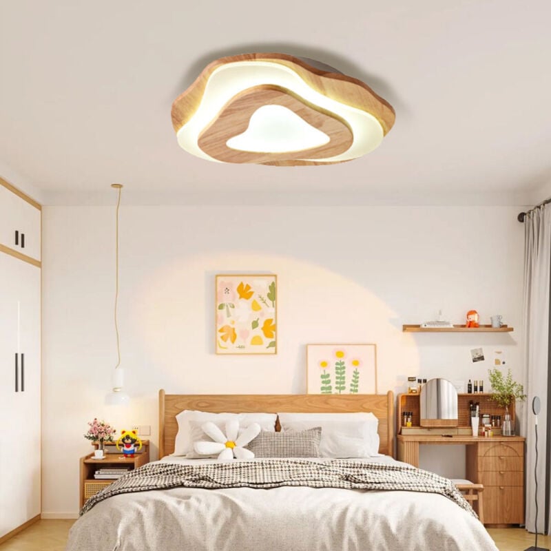 Arturesthome - Plafonnier moderne en bois, lustre led encastré pour salon chambre à coucher D60 cm