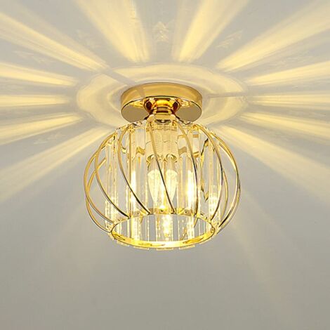 Plafonnier moderne en cristal, E27 Lampe de Plafond à LED, mini lampadaire en cristal pour cuisine salle de camping entrée couloir chambre à coucher (A)