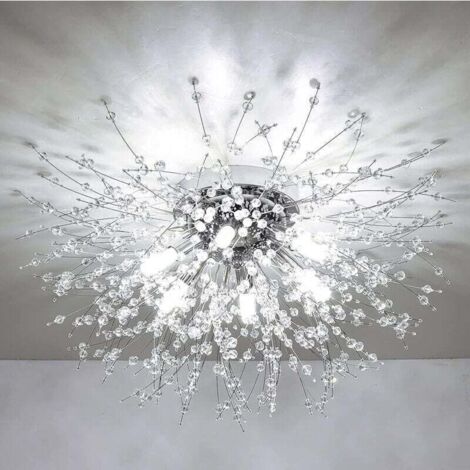 Plafonnier moderne en cristal pour salon, cristal chromé K9, 6 ampoules G9, suspension