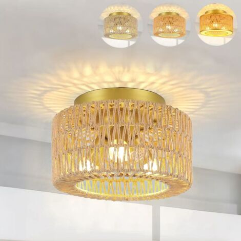 Plafonnier moderne en rotin, 3000-6500K, spot LED encastré, lustre de salon, convient pour la salle à manger, la cuisine et la chambre.