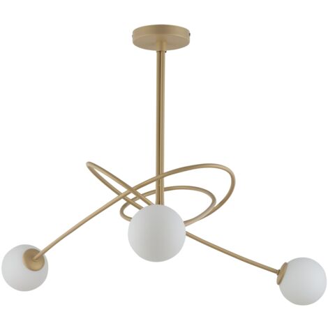 Plafonnier moderne laiton 3 globes blancs Velvet G9