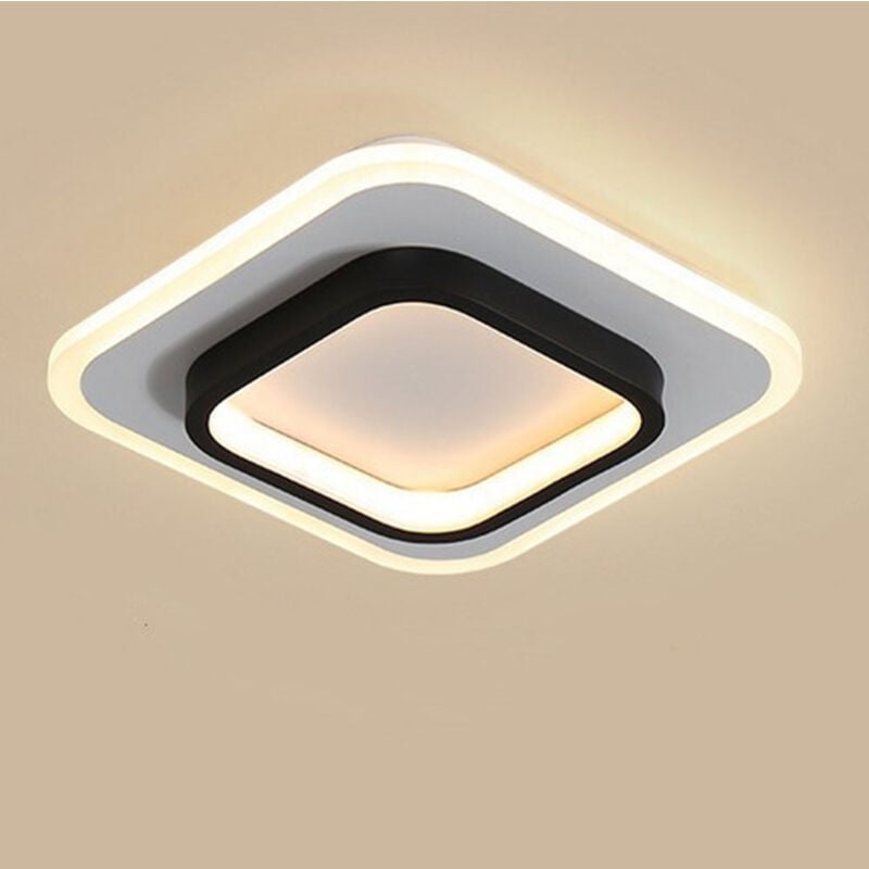 Plafonnier Moderne Lustre Led Nordique Lampe De Plafond Carré Créatif Lustre Acrylique Noir Blanc Chaud