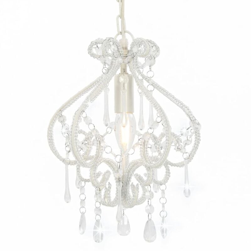 Maison Chic - Plafonnier Moderne Lustre Luminaire avec perles Blanc Rond E14 10174