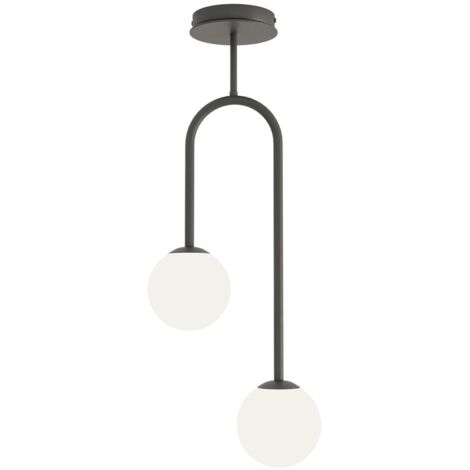 Plafonnier moderne noir/blanc 2 globes E14 ATRIA Emibig