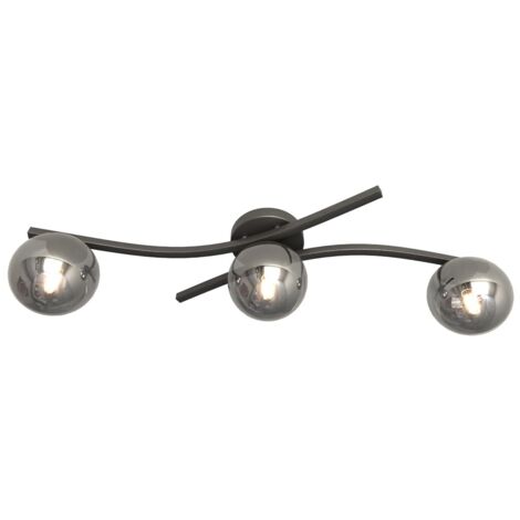 Plafonnier moderne noir graphite boules 3xE14 10W OPUS