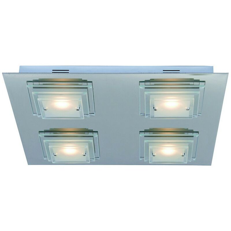 Italux Lighting - Italux Peppe - Plafonnier affleurant à LED moderne Chrome, blanc chaud 3000K 1800lm