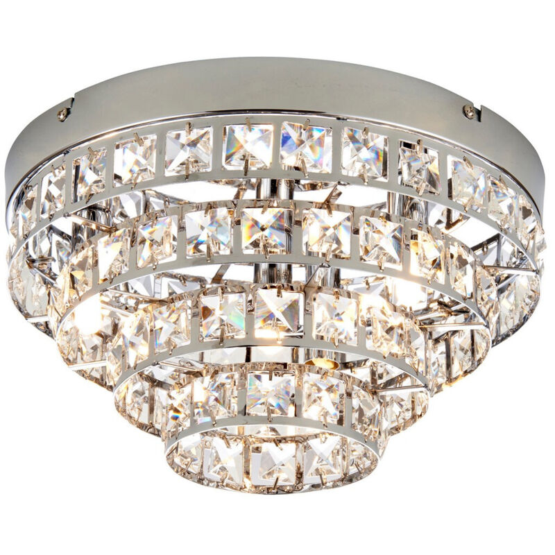 ENDON Plafonnier Motown, chrome et cristal 