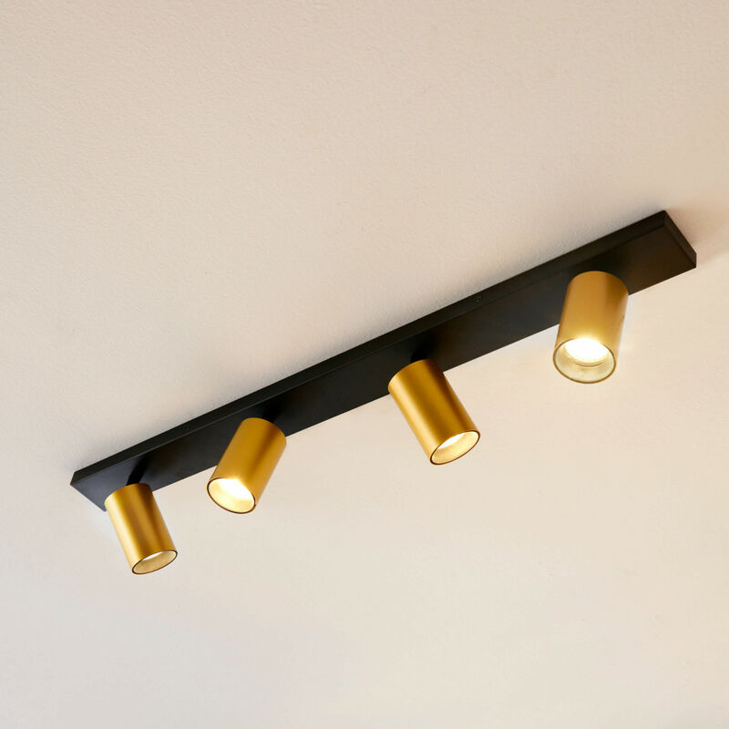 Kosilum - Plafonnier multi spots pivotants GU10 noir et doré - Lewis Kosilum - Plafonnier multi spots pivotants GU10 noir et doré - Lewis