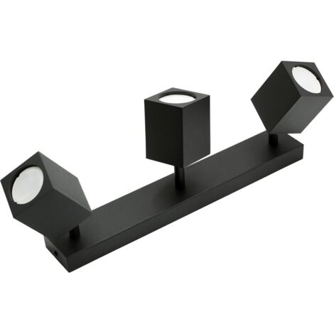 Plafonnier mural noir 3 spots GU10 IdeaLED Quantus